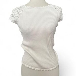 White lace cap sleeve shirt